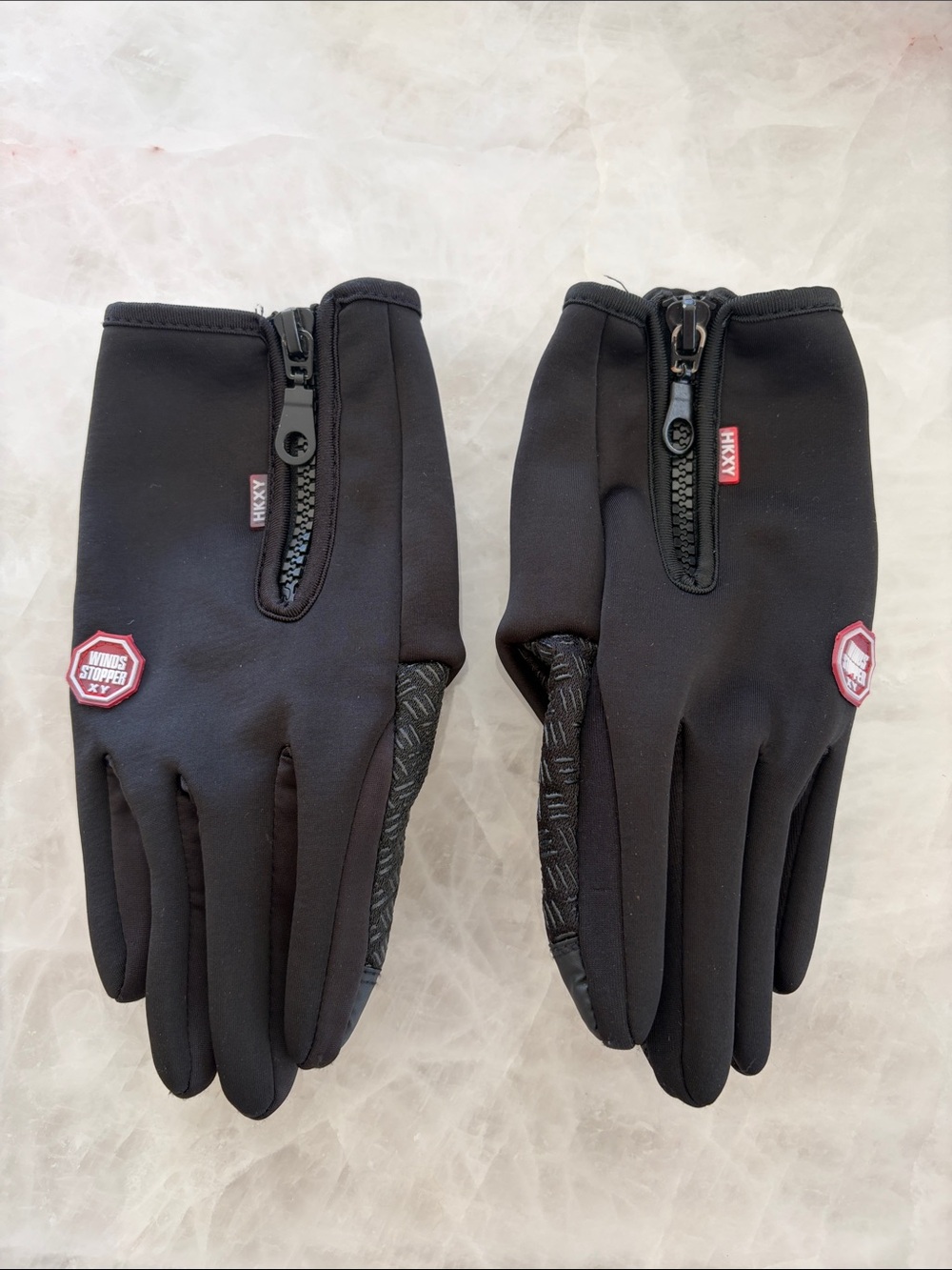HKXY Wind Stopper Black Zipper Cold Weather Gloves